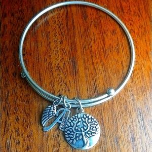 Intuition Earth Angel Bangal bracelet with 3 charms, adjustable for all sizes